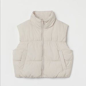 NWT H&M Crop Puffer Vest Beige Small